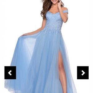 Elegant Blue Off-Shoulder Evening Gown